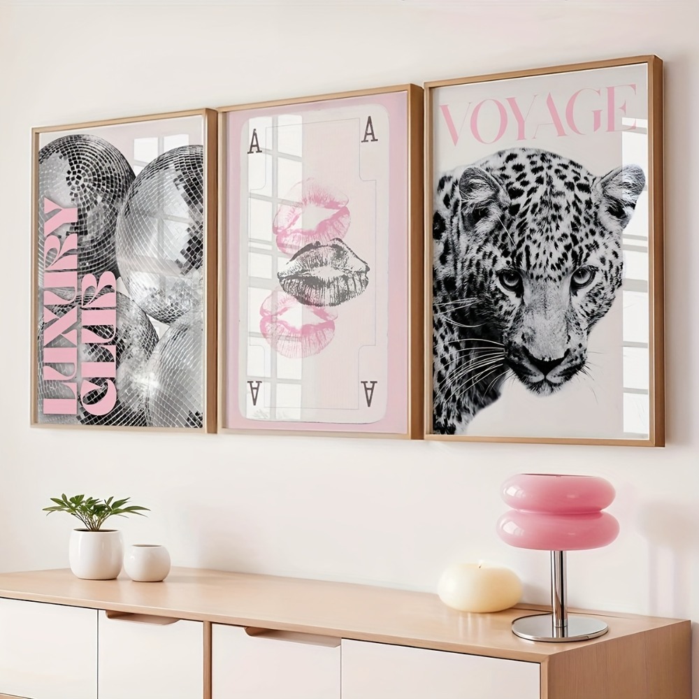 3pcs Frameless Leopard Print,B - đánh giá và giá Home Decor Y2K